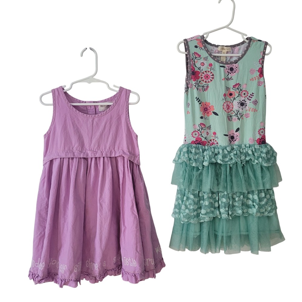 Matilda Jane Lot‎ of 2 Size 6 Floral Tulle Tiered Lavender Ruffle Sleeveless